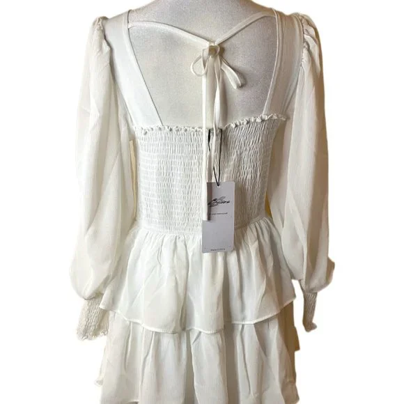 Byinns Square Neck Ruffle Dress Floral Print Tiered Tie Back Layered  Medium - Picture 9 of 12